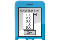 受付人数を選んでから【次へ】を押します。